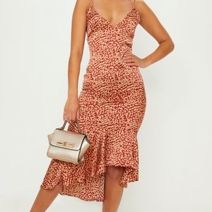 Red Leopard print midi dress